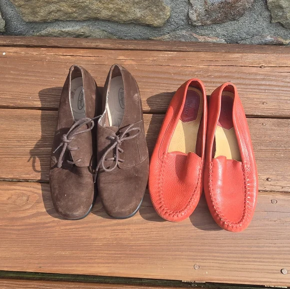 *Bundle Deal*- Rockport- Women's- Brown Suade Loafers- Red Leather Flats- 6M - Picture 1 of 11